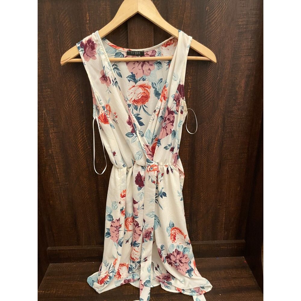 Floral Wrap Dress Sleeveless summer Tie Waist Romantic Cottagecore Dress M